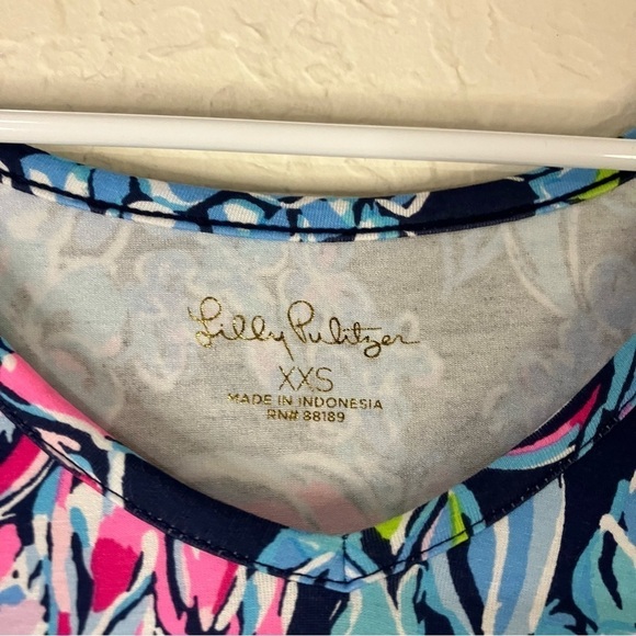 Lilly Pulitzer Kaisley Dual Neck Dress in High Tide Navy Pineapple Paradise - Picture 9 of 10